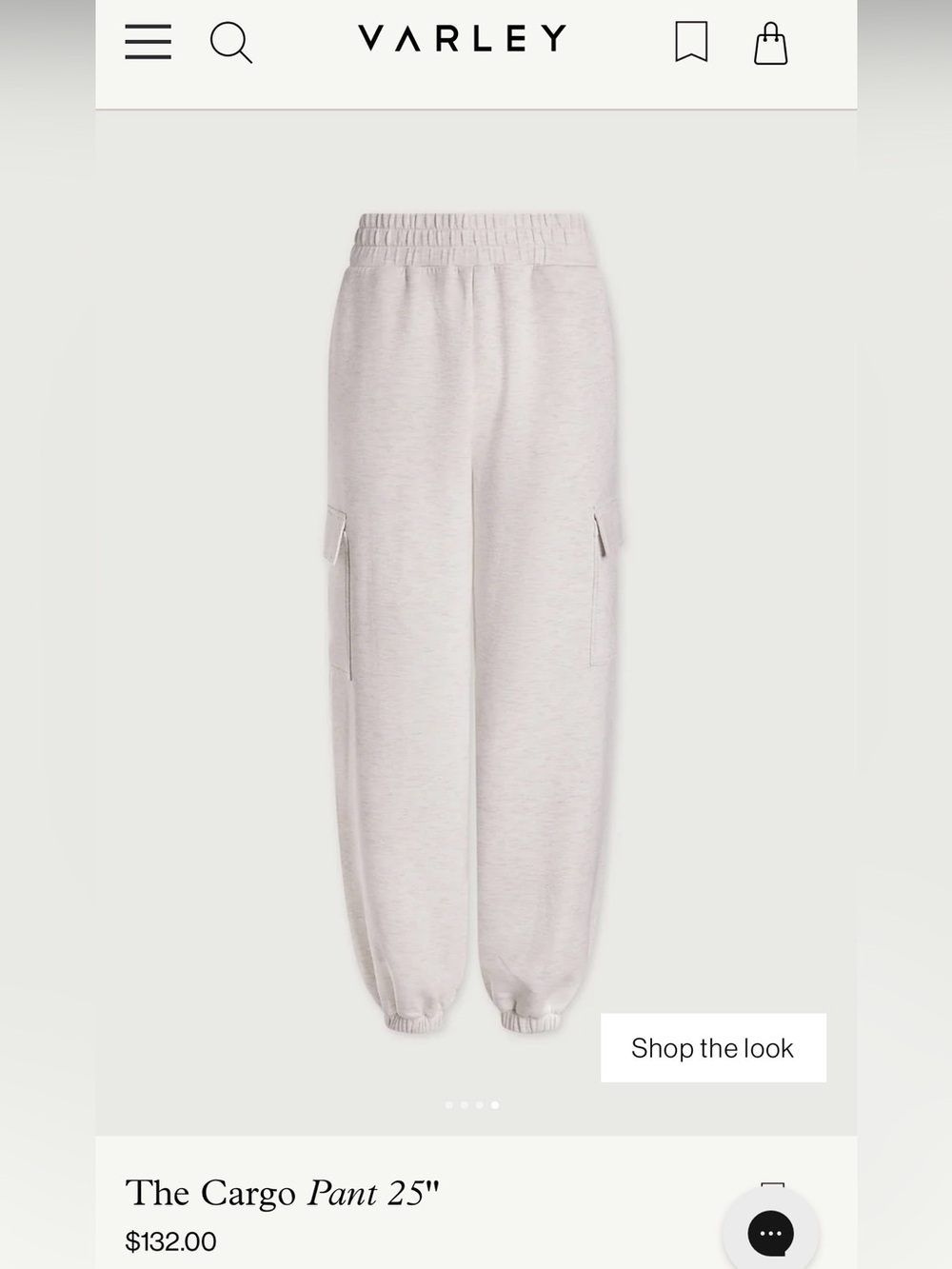 Varley Cargo Pant 25” in ivory marl size xs